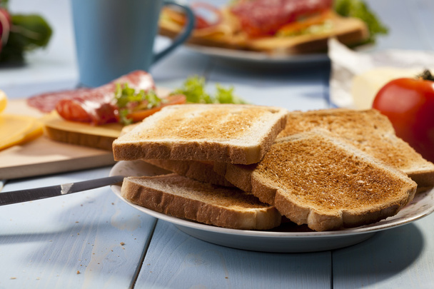 Breakfast with a toasted bread - Foto, imagen