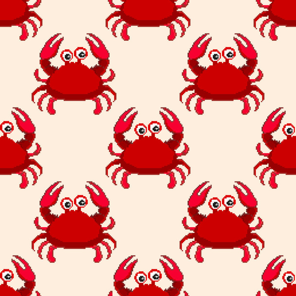 Modèle sans couture vectoriel pixel de crabes mignons enfants. Pixel art 8 bits
. - Vecteur, image