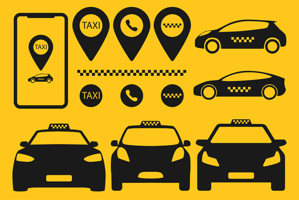taxi auto mobiele app pictogram set vector illustratie - Vector, afbeelding