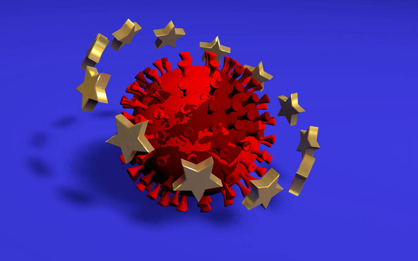 Coronavirus COVID-19 инфекция болезнь Европы флаг Земли 3D звезды концепции
  - Фото, изображение