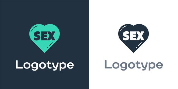 Logotype Серце з текстом Секс значок ізольовані на білому тлі. Піктограма вмісту для дорослих. Елемент шаблону дизайну логотипу. Векторна ілюстрація
 - Вектор, зображення