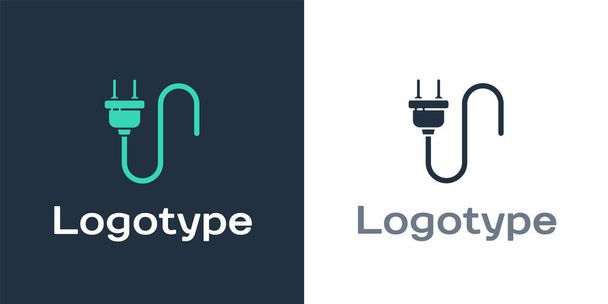 Ікона Logotype Electric plug ізольована на білому тлі. Концепція підключення та відключення електрики. Logo design template element Векторний приклад - Вектор, зображення