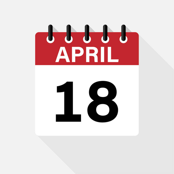 April - Calendar Icon. Calendar Icon with shadow. Flat style. Date, day and month. - Vector, Image