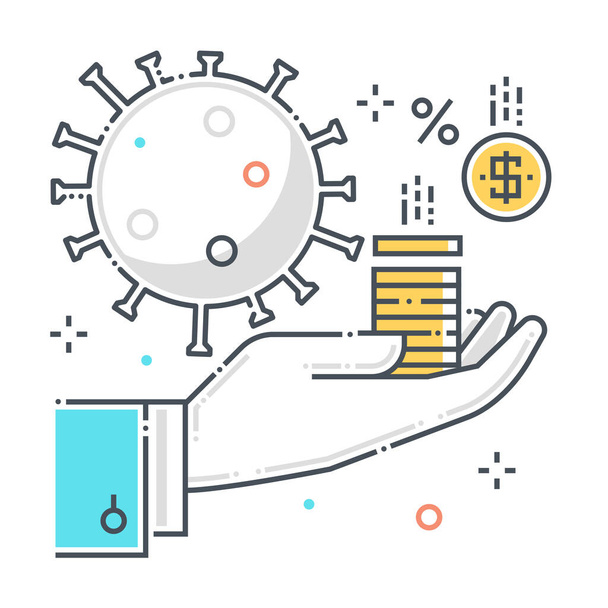 Funding related color line vector icon, illustration. The icon is about help, economy, corona virus, contamination, epidemic, money. The composition is infinitely scalable. - Vector, Image