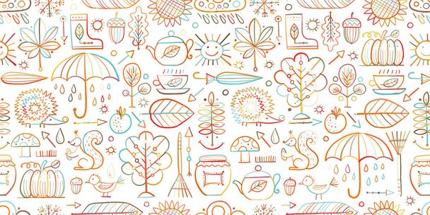 Autumn collection, seamless pattern for your design - Вектор,изображение