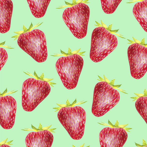 Strawberry isolated on white background. Red berry closeup. Fresh organic food. Watercolor painting. Botanical realistic illustration. Hand drawn art. - Valokuva, kuva