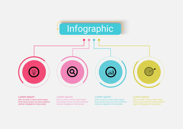 The vector design business infographic uses concepts creative circle template infographic with 4 options. It can be used for layout, workflows, diagrams, business process options, banners, web design. - Vector, Imagen