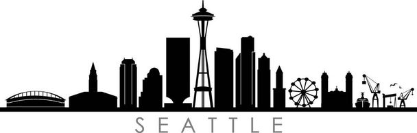 SEATTLE City Skyline Siluet Şehir Vektörü - Vektör, Görsel