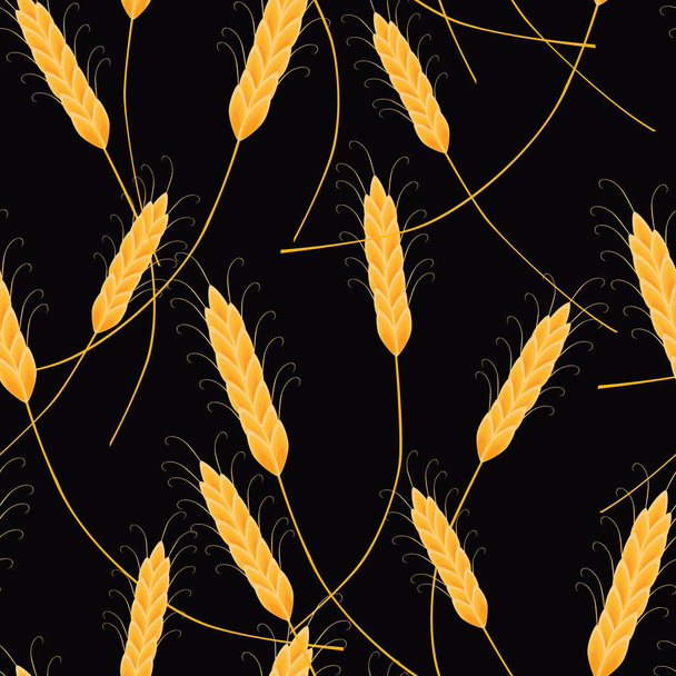 小麦の熟したスパイクのシームレスな背景 - ベクター画像