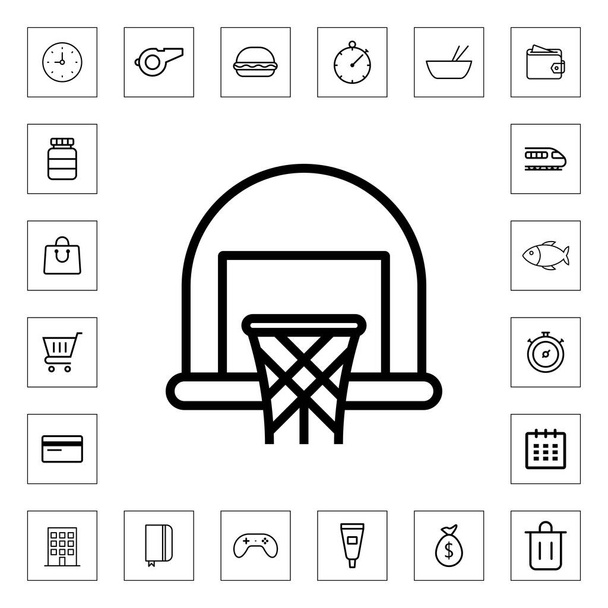 Icono de esquema de canasta de baloncesto para web y móvil
 - Vector, Imagen