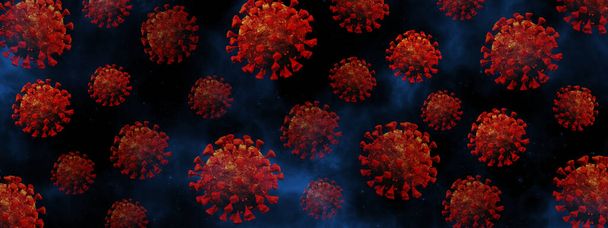 Coronavírus. COVID-19. Conceito de infecção viral de renderização 3D. MERS-CoV, SARS-CoV, 2019-nCoV
 - Foto, Imagem