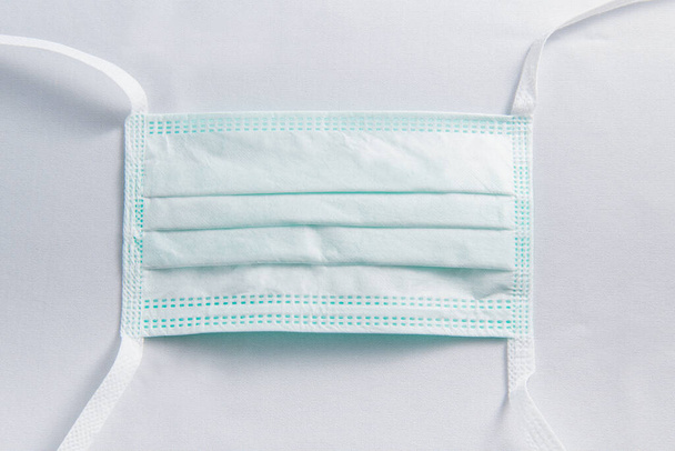 Tie-On Surgical Mask and corona virus protection isolated on a white background,  - Photo, Image
