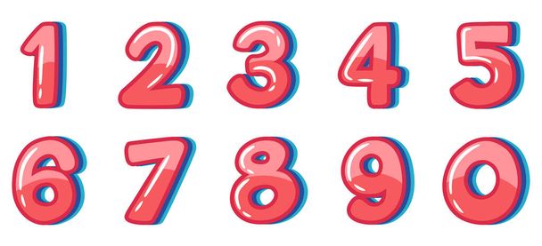 Diseño de fuente para el número uno a cero en la ilustración de fondo blanco
 - Vector, Imagen