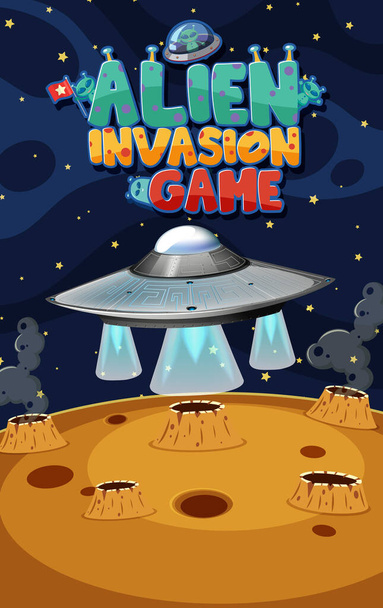 Scena di sfondo con invasione aliena nello spazio illustrazione
 - Vettoriali, immagini