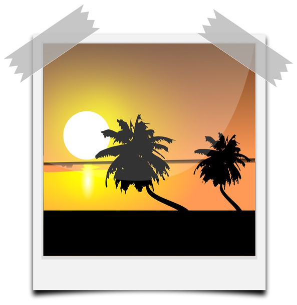 Instant photo frame z plaży obrazu - Zdjęcie, obraz