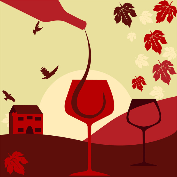 win. przykładowy tekst. nalewanie wina koncepcji. projekt etykiety win - Wektor, obraz
