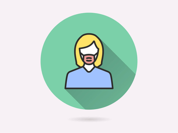 Woman face with mask icon. Simple illustration with long shadow isolated for graphic and web design. - Vector, Image