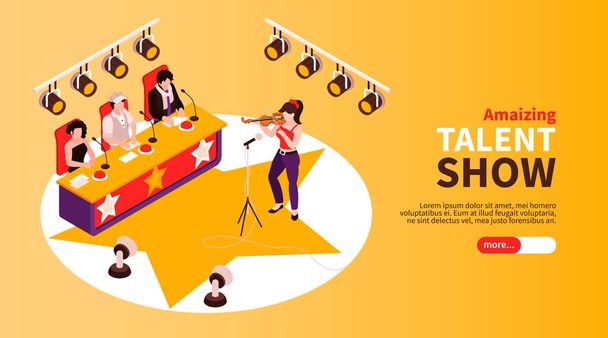 Talent Show Isometric Banner - Vector, Image