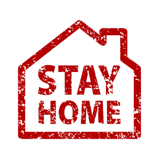 Stay Home Stay rule red square rubber seal stamp on white background.  Stamp Stay Home rubber text  inside rectangle. Seal of silhouette house. Covid-19 infection sign. EPS 10 - Vektor, obrázek