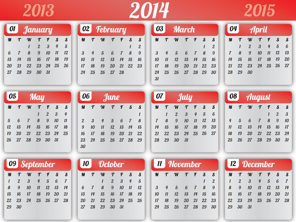 2014 kalendarz - Wektor, obraz