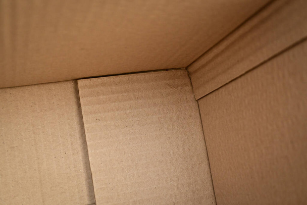 empty inside brown paper box carton package open packing - Photo, Image