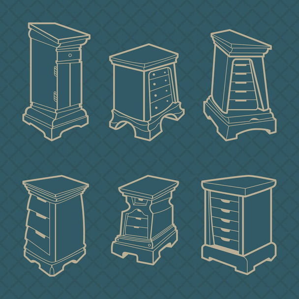 Collection of vintage furniture. - Vector, Image