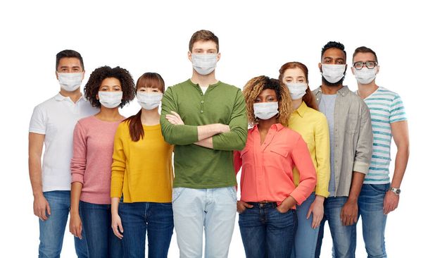 people in medical masks for protection from virus - Foto, Imagen