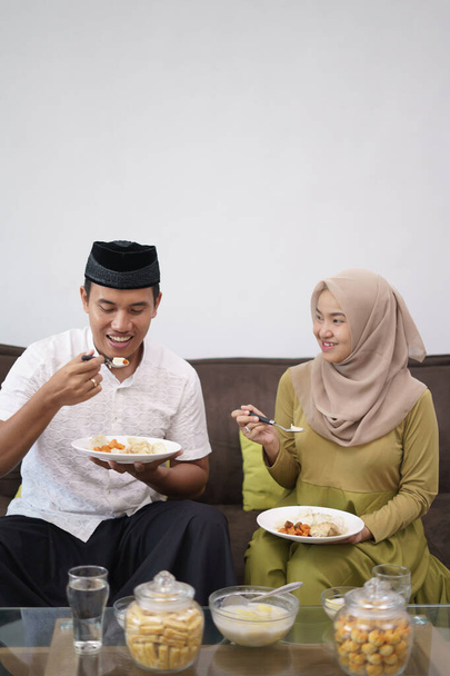 Asian couple muslim breaking the fast - Photo, Image