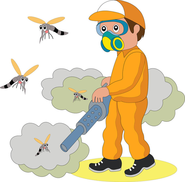 ilustrace dezinfekčních prostředků, které zamlžují zabití hmyzu - Vektor, obrázek