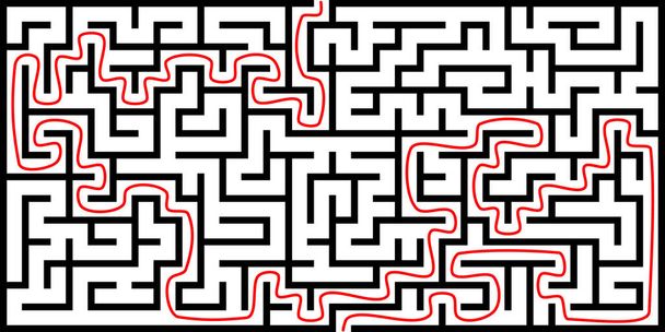 Rectangle maze with solution. Vector illustration. - Vector, Image