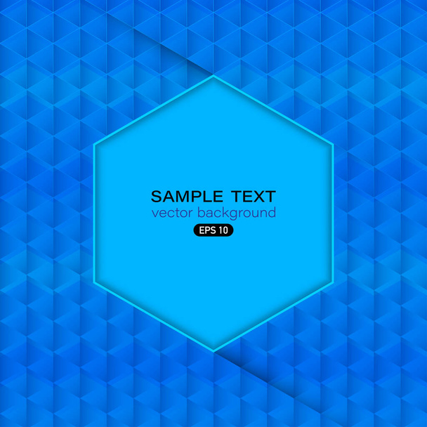 Blue hexagon frame on background. Is designed using blue triangles and lines, arranged in rows and using color gradient. Vector illustration - Вектор,изображение