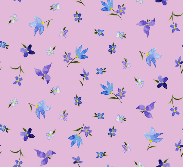 hand drawn seamless colorful bright pattern with flowers  - Photo, Image