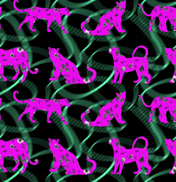 απρόσκοπτη φίδι φωτεινό μοτίβο με στίγματα λεοπάρδαλη σχήματα - Φωτογραφία, εικόνα