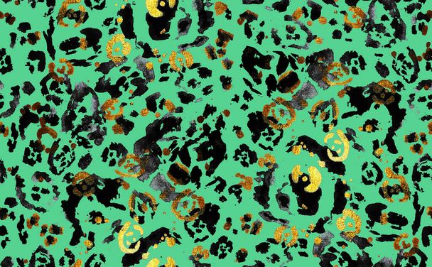 Απρόσκοπτη χέρι σχεδιάζεται αφηρημένη ακουαρέλα Leopard Cheetah δέρμα διάνυσμα μοτίβο γραβάτα Dye Βαθμιδωτό φόντο - Φωτογραφία, εικόνα