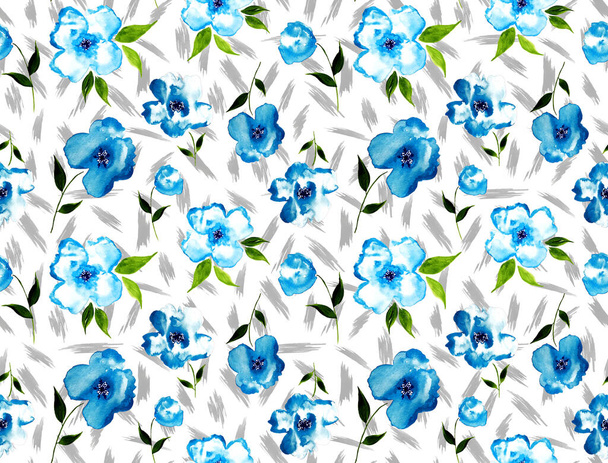 hand drawn seamless colorful bright pattern with colorful flowers - Foto, afbeelding