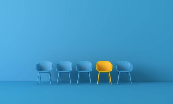 Yellow chair standing out from the crowd. Business concept. 3D rendering - Photo, image