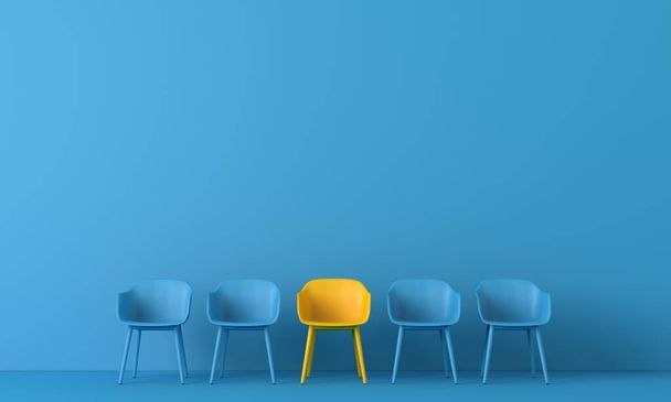 Yellow chair standing out from the crowd. Business concept. 3D rendering - Fotó, kép
