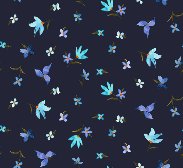 hand drawn seamless colorful bright pattern with flowers  - Fotografie, Obrázek