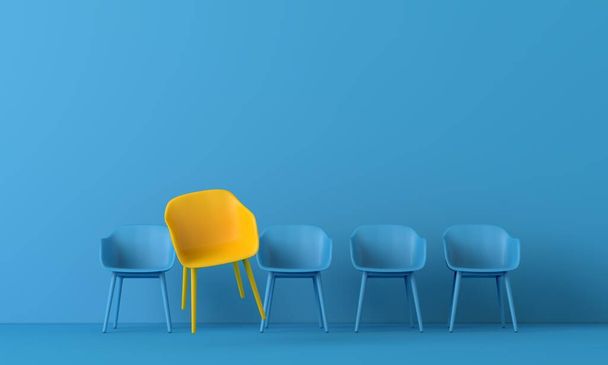 Yellow chair standing out from the crowd. Business concept. 3D rendering - Photo, image