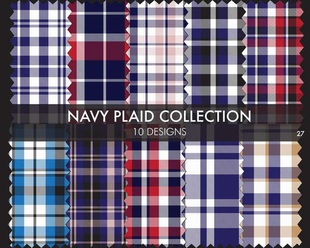 Marinha xadrez, xadrez, tartan coleção de padrões sem costura inclui 10 projetos adequados para têxteis e gráficos de moda
 - Vetor, Imagem