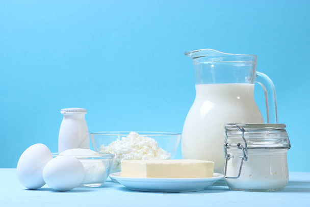 set of dairy products on the table. - Photo, Image