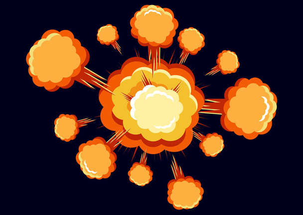 Explosión de bomba vectorial de dibujos animados con humo. Estilo de dibujos animados efecto boom, explosión flash, cómic bomba. Explosión con fuego y nube. Ilustración vectorial
 - Vector, Imagen