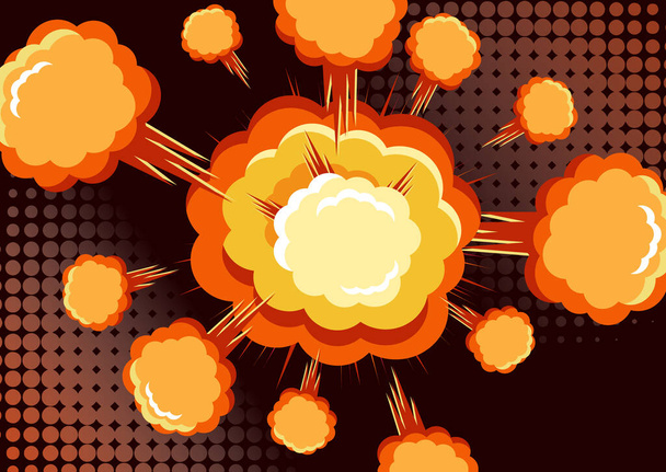 Esplosione di bombe vettoriali con fumo. boom effetto stile cartone animato, esplosione flash, bomba fumetto. Esplosione con fuoco e nuvole. Illustrazione vettoriale
 - Vettoriali, immagini