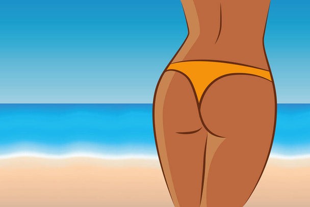 szexi lány butty a strandon háttér - Vektor, kép