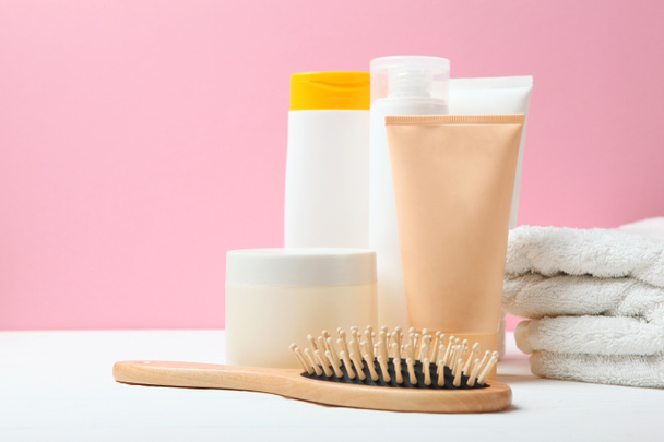 hair care products and a comb on the table. - Photo, Image