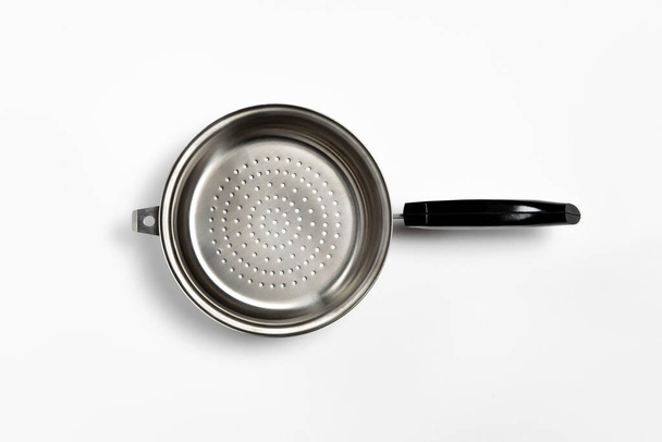 Stainless steel Colander on white background .Top-resolution photo. - Фото, зображення