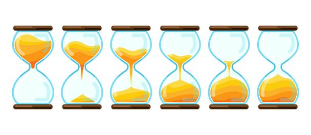 Hourglass vector cartoon set icon. Vector illustration sand clock on white background. Isolated cartoon set icon hourglass. - Vektor, obrázek