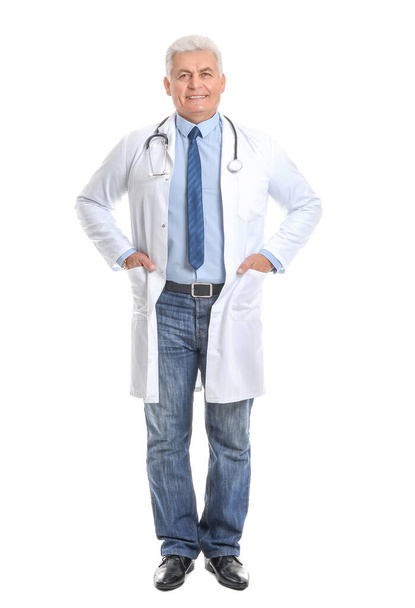 Portrait of male doctor on white background - Photo, image