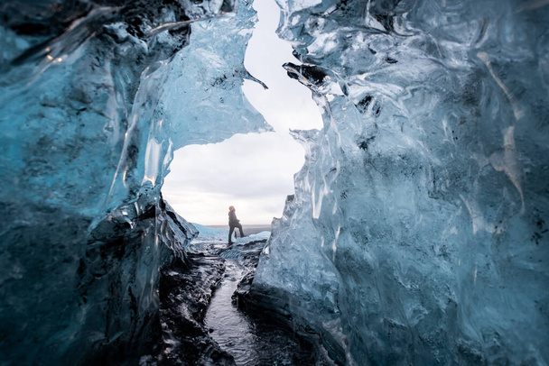 Inside a glacier ice cave in Iceland - Photo, Image