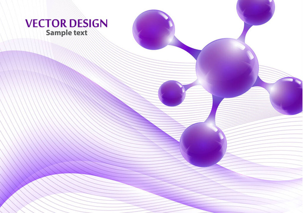 Abstract scientific molecule background for medicine, science, technology, chemistry. Waves flow. Design wallpaper or banner. Vector geometric dynamic illustration - Διάνυσμα, εικόνα